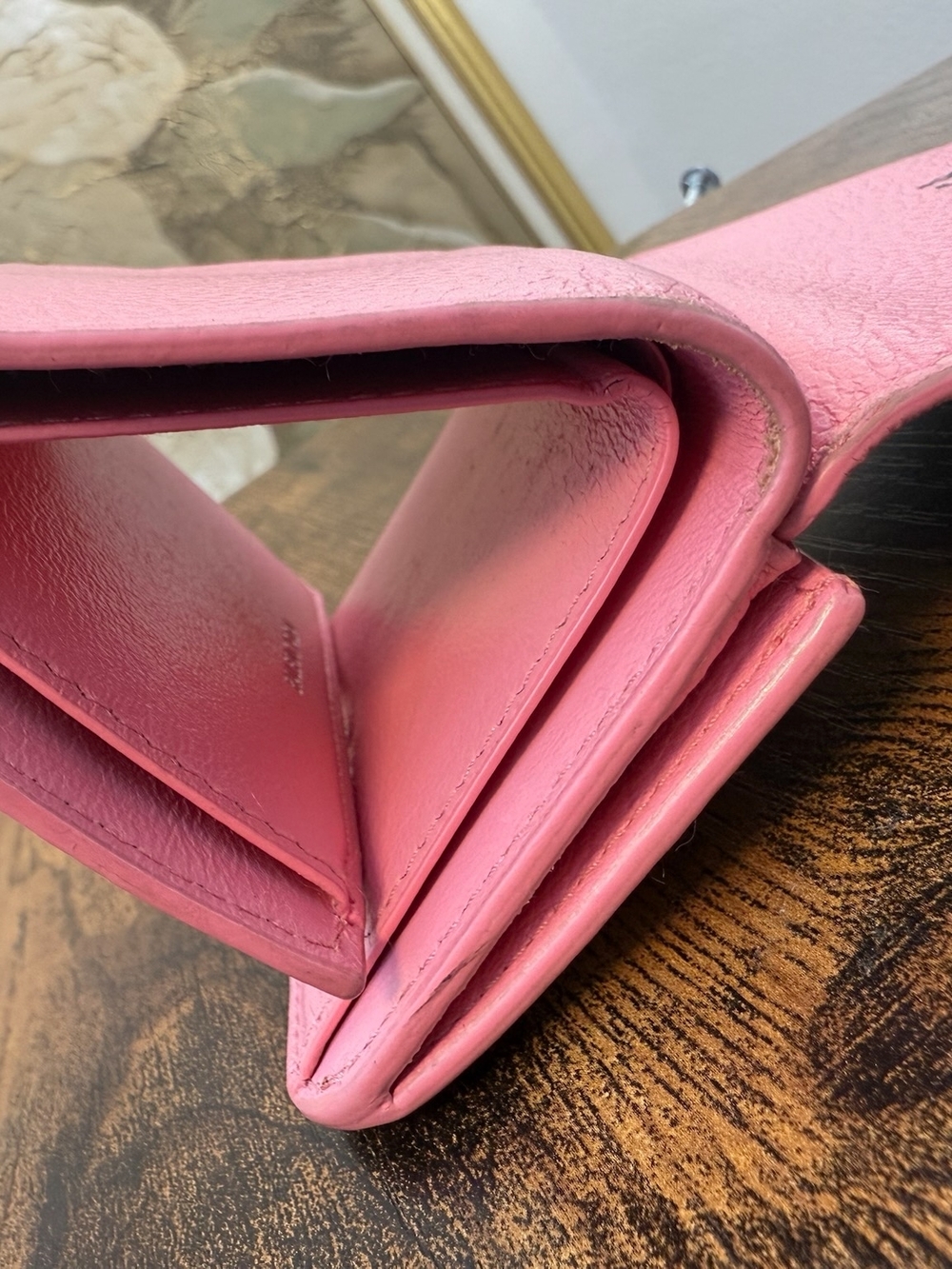 Balenciaga Pink Pebbled Leather Wallet - Picture 11 of 12